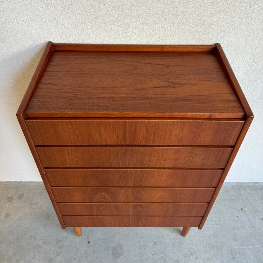 Vintage ladekast teak 6*greeploos - LOUI.STORE