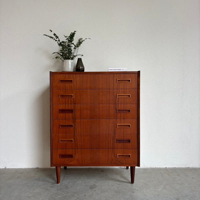 Vintage ladekast teak rechthoekige greepjes - LOUI.STORE