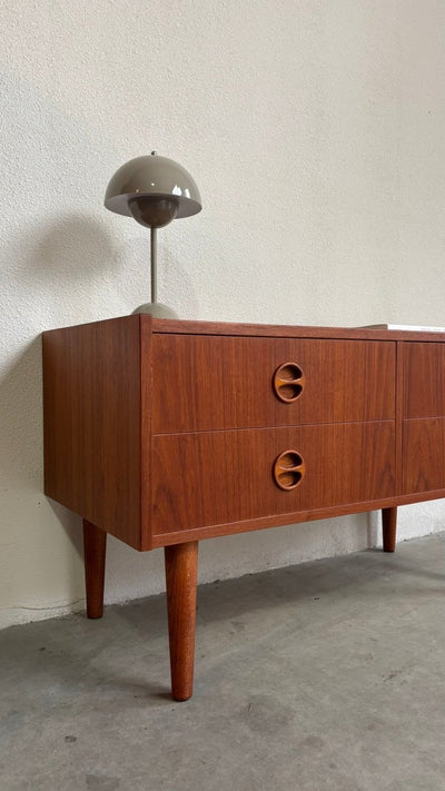 Vintage lage dubbele ladekast teak 4* - LOUI.STORE