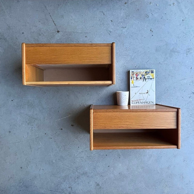 Vintage nachtkastjes zwevend eiken - LOUI.STORE