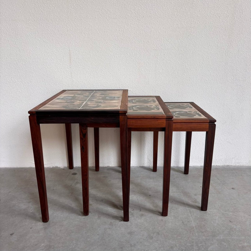 Vintage nesting bijzettafel keramiek - palissander - LOUI.STORE