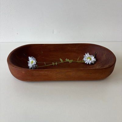Vintage ovale schaaltje massief teak - LOUI.STORE