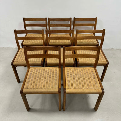 Vintage papercord stoelen set (8) - LOUI.STORE