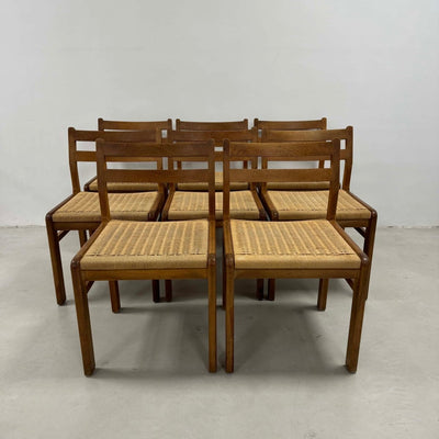 Vintage papercord stoelen set (8) - LOUI.STORE