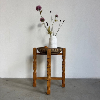 Vintage plantentafel eiken - keramieken schaal diverse soorten - LOUI