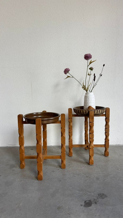 
                  
                    Vintage plantentafel eiken - keramieken schaal diverse soorten - LOUI
                  
                