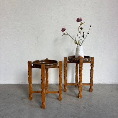 
                  
                    Vintage plantentafel eiken - keramieken schaal diverse soorten - LOUI
                  
                