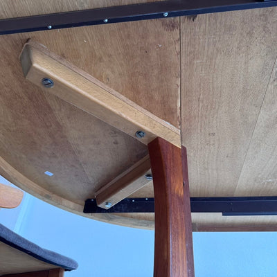 
                  
                    Vintage ronde eettafel uitschuifbaar teak - LOUI
                  
                