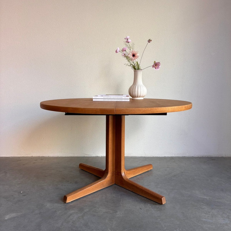 Vintage ronde uitschuifbare eettafel eiken - LOUI.STORE