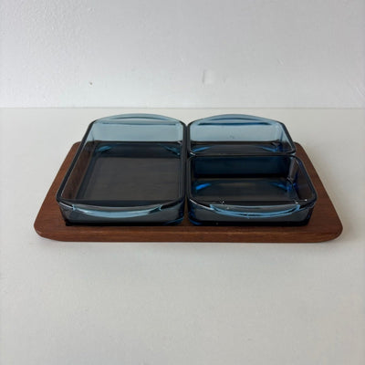 Vintage serveerschaaltje - 3 blauwe glazen schaaltjes - LOUI.STORE