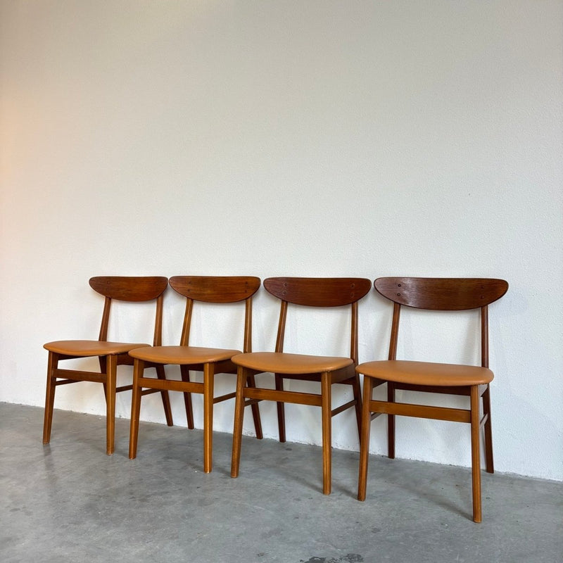 Vintage set 4* stoelen Farstrup teak - skai bekleding - LOUI.STORE