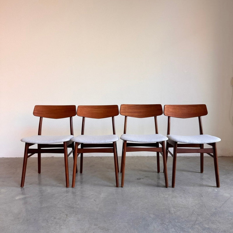 Vintage set 4* stoelen Findahl brede rugleuning teak - grijsblauw - LOUI.STORE