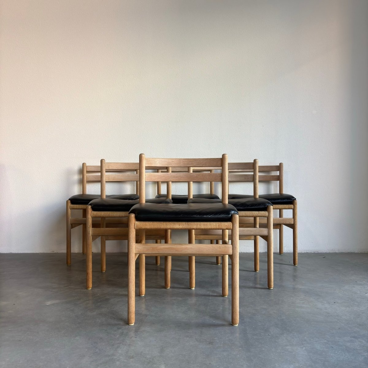 Vintage set 6* stoelen eiken papercord Kurt Østervig - LOUI.STORE