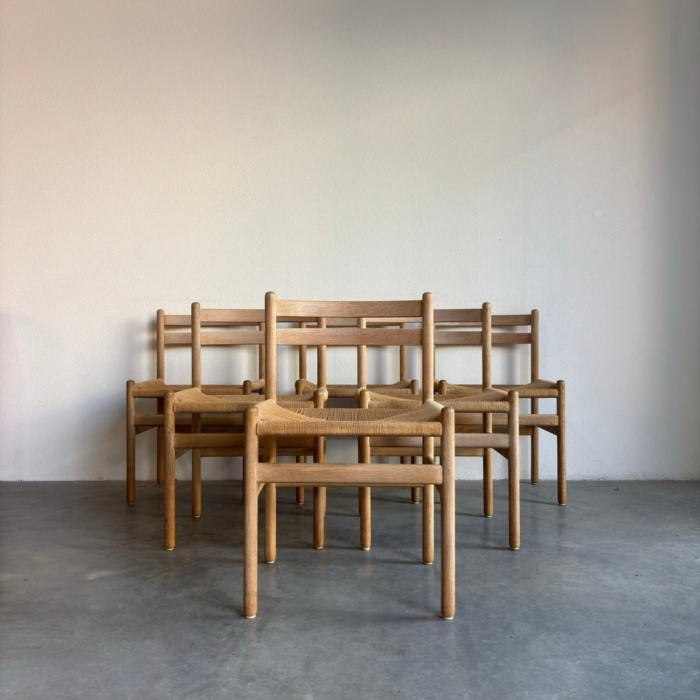 Vintage set 6* stoelen eiken papercord Kurt Østervig - LOUI.STORE
