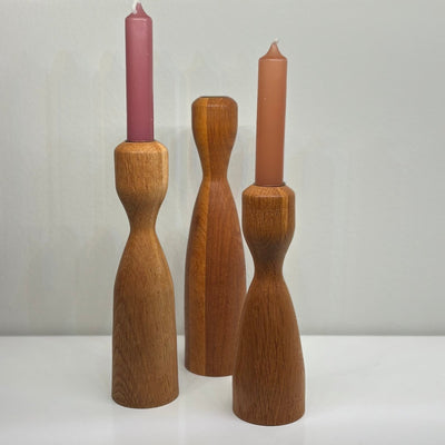 Vintage set kandelaars 3* eiken - LOUI.STORE