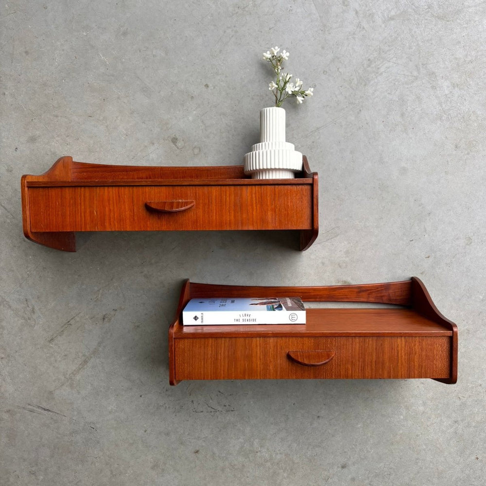 Vintage set wandkastjes frame boven teak - LOUI.STORE