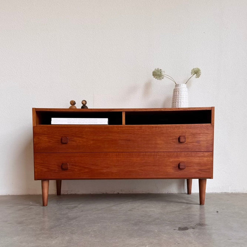 Vintage sideboard 2 lades en open vakken teak - LOUI.STORE