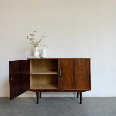 Vintage sideboard palissander met metalen greepjes - LOUI