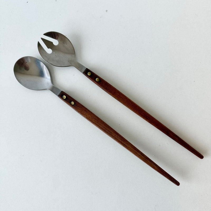 Vintage slabestek teak - roestvrij staal - LOUI