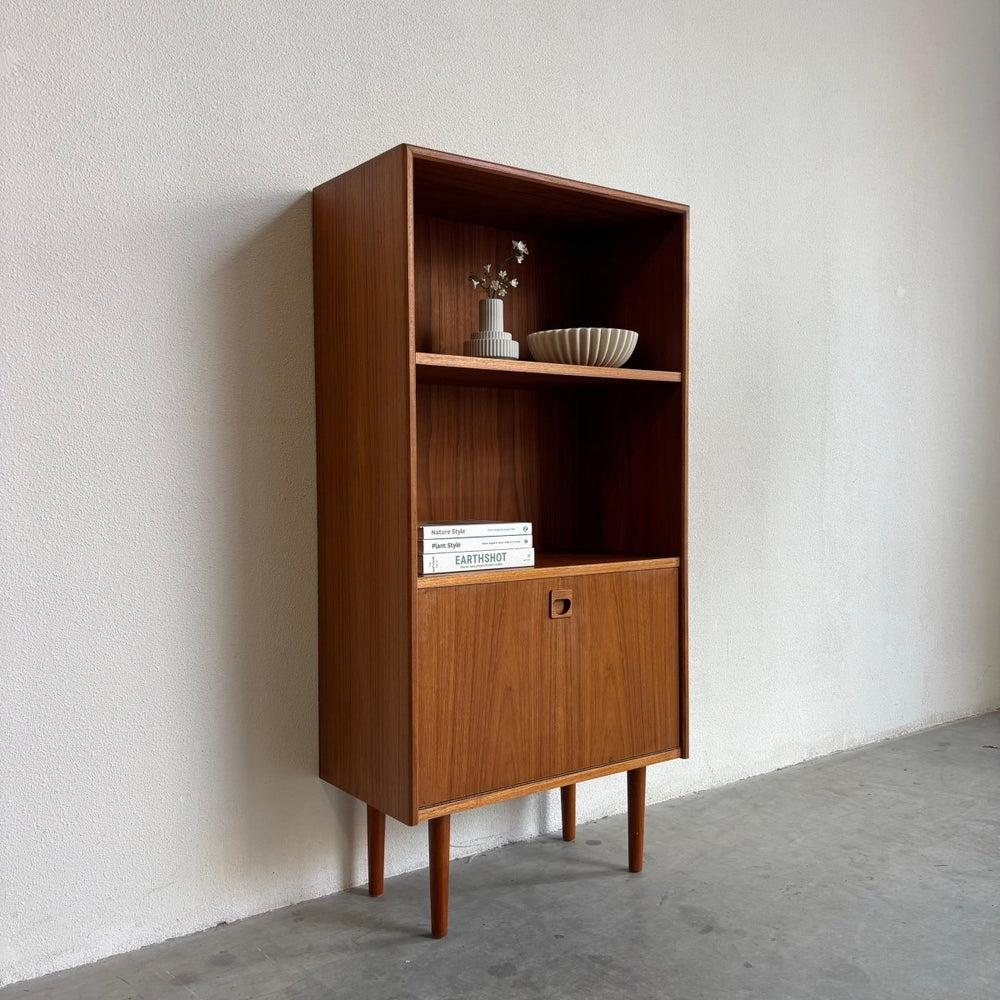 Vintage smal boekenkastje klep teak - LOUI.STORE