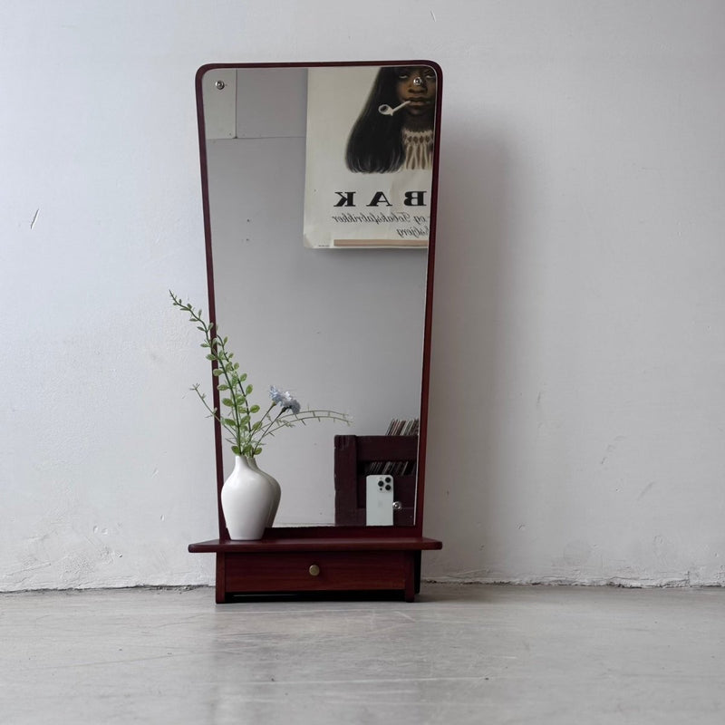 Vintage spiegel met lade teak - LOUI