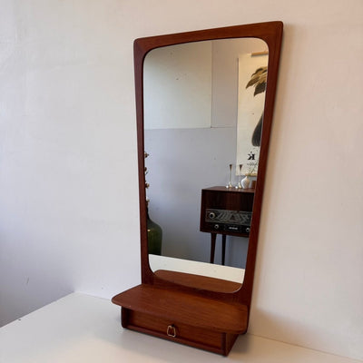 Vintage spiegel met lade teak - LOUI.STORE