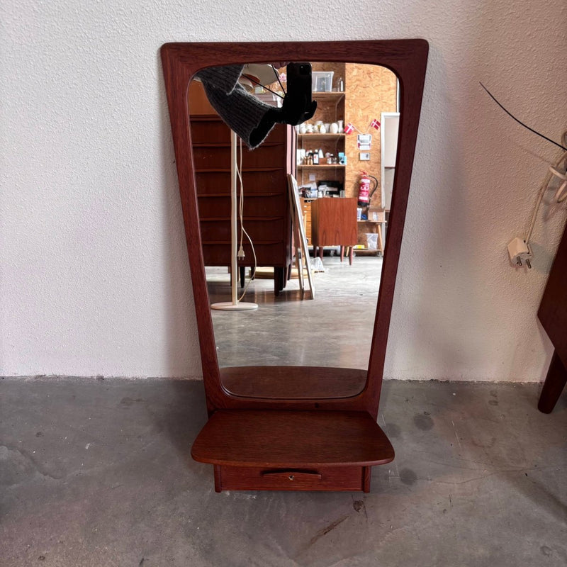Vintage spiegel met lade teak - LOUI.STORE