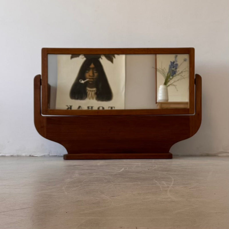 Vintage spiegel op voet eiken - LOUI.STORE