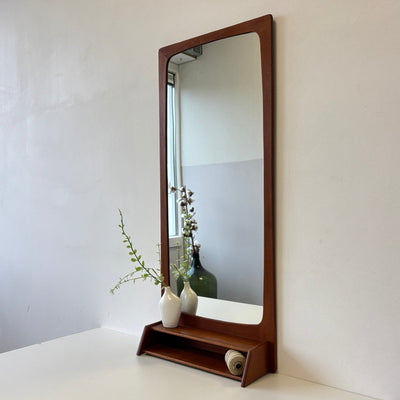Vintage spiegel teak met wandplank - LOUI.STORE