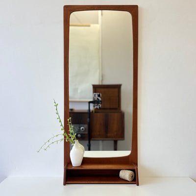 Vintage spiegel teak met wandplank - LOUI.STORE