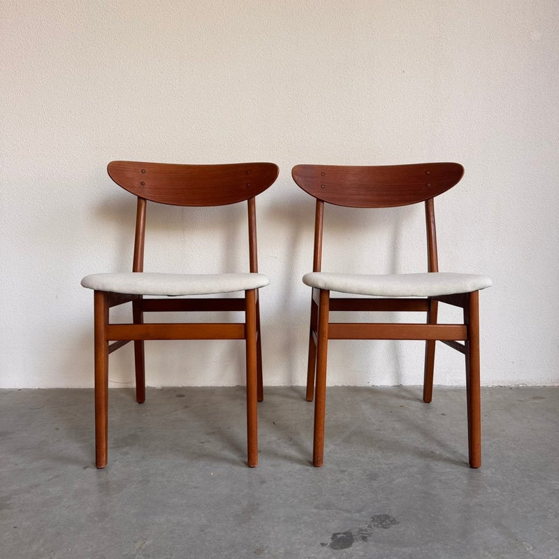 Vintage stoelen Farstrup lichte bekleding 2 stuks - LOUI