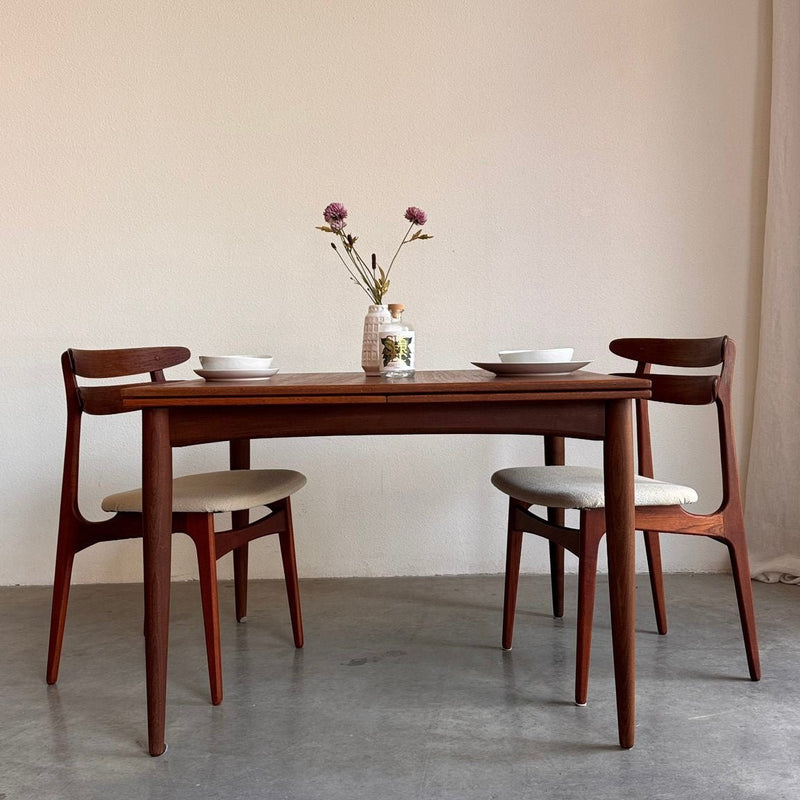 Vintage tafel teak vierkant uitschuifbaar - LOUI