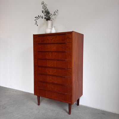 Vintage tallboy ladekast 8 lange greep - LOUI.STORE