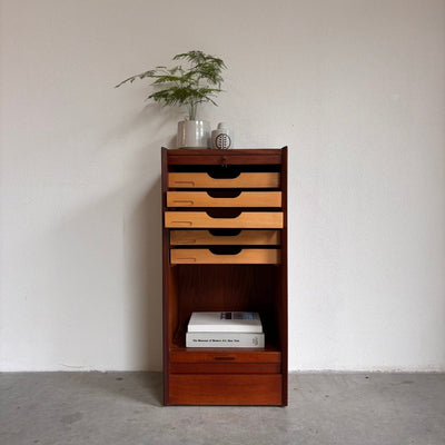 Vintage tambour kast teak - LOUI.STORE