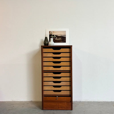 Vintage tambourkast teak hoog - LOUI.STORE