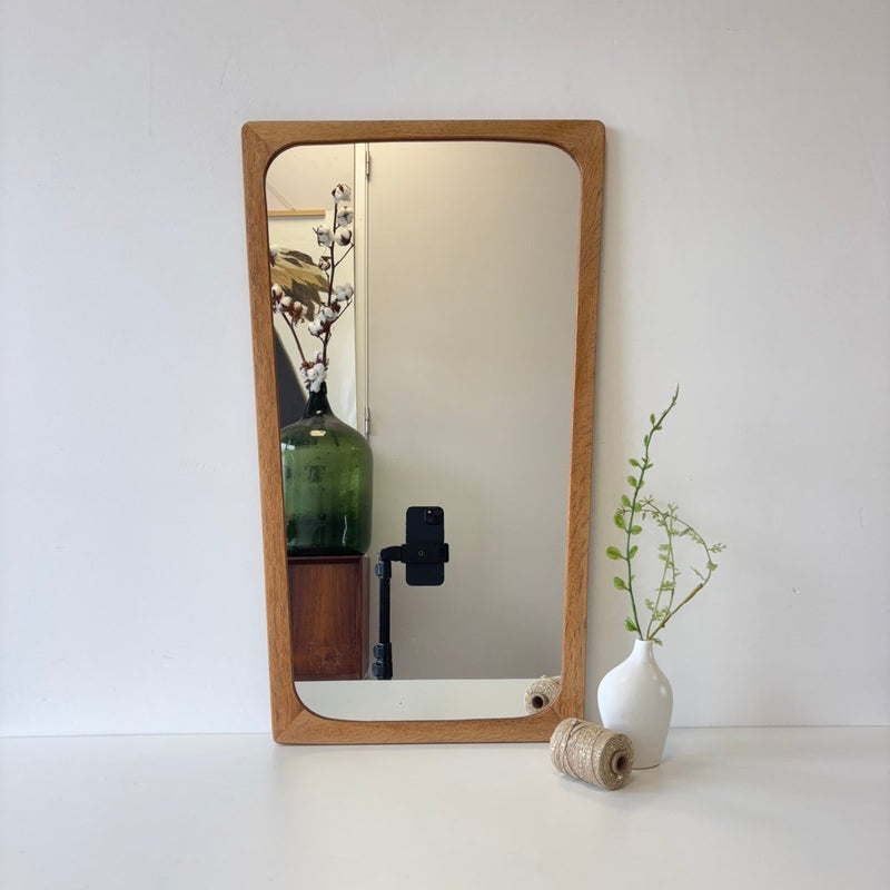 Vintage tapstoelopende spiegel eiken - LOUI.STORE