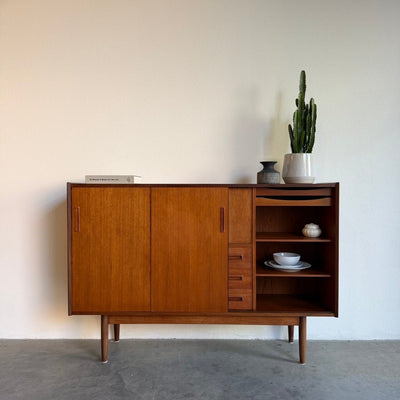 Vintage teak highboard lades en bargedeelte - LOUI