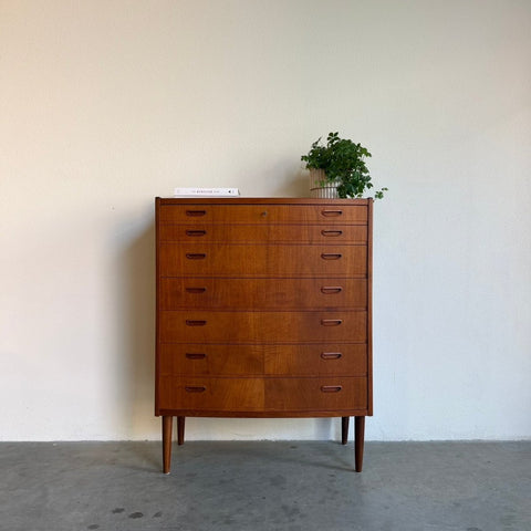 Vintage teak ladekast breed en afgerond - LOUI