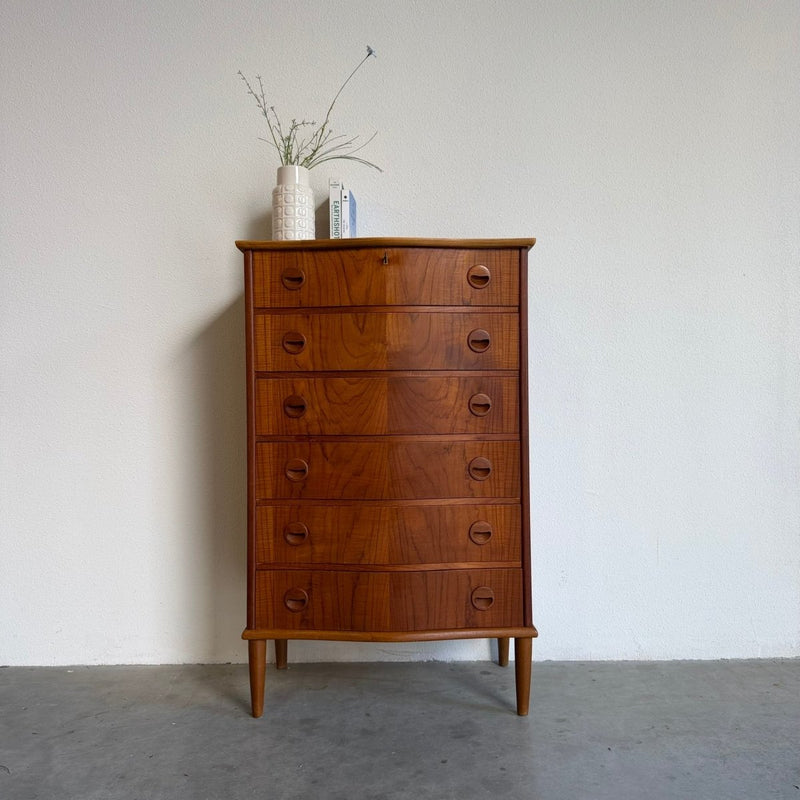 Vintage teak ladekast ronde voorkant - LOUI