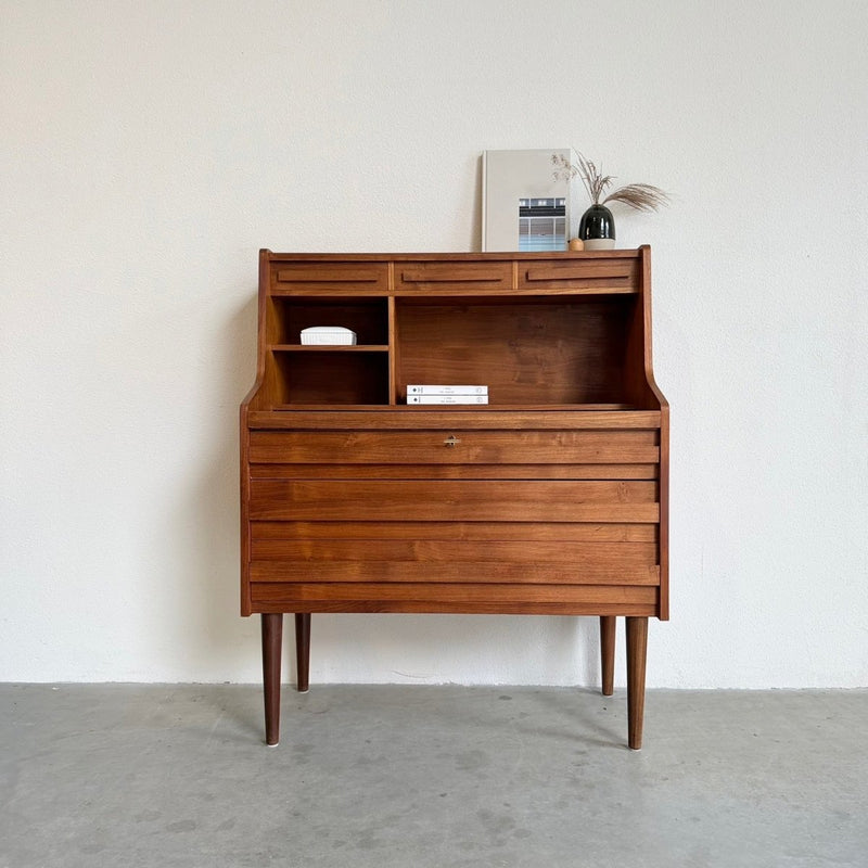 Vintage teak "Rooval "secretaire - bureau met rechte greep - LOUI