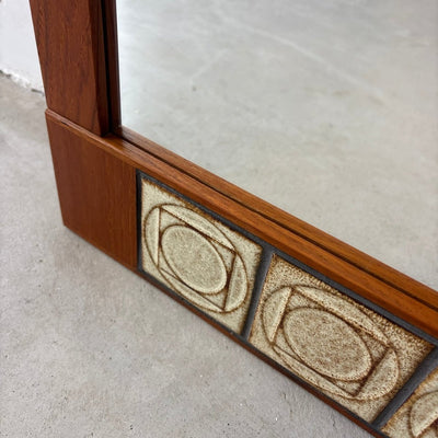 Vintage teak spiegel met tegeltjes lijst - LOUI.STORE
