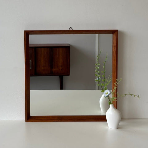 Vintage vierkanten spiegel teak - LOUI.STORE
