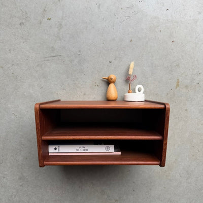 Vintage wandkastje 2 schappen teak - LOUI