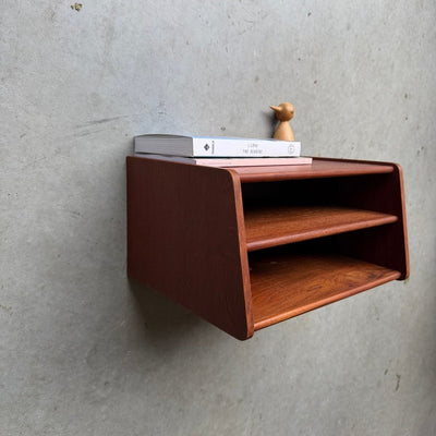 Vintage wandkastje 2 schappen teak - LOUI