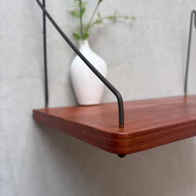 Vintage wandplank afgeronde hoek teak - LOUI