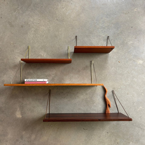 Vintage wandplank variatie teak - eiken - palissander - LOUI.STORE