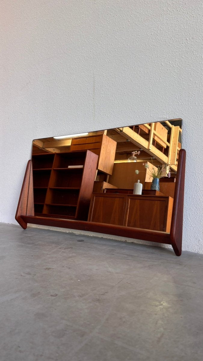 Vintage wandspiegel breed teak - LOUI.STORE
