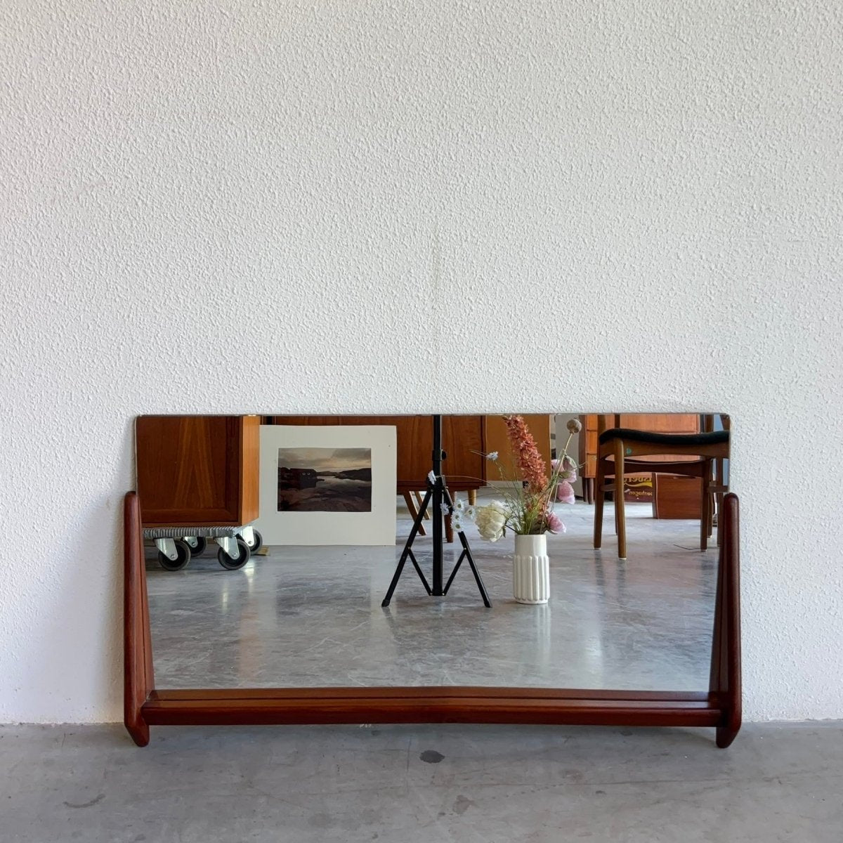 Vintage wandspiegel breed teak - LOUI.STORE