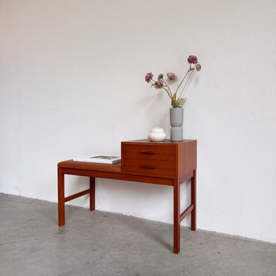 Vintage Zweeds telefoonbankje teak - LOUI.STORE