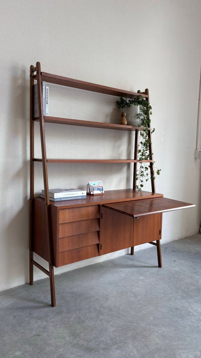 Wandkast - secretaire in teak - LOUI.STORE
